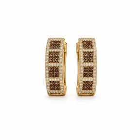 PENDIENTES  CON DIAMANTES MARRON Y BLANCOS
