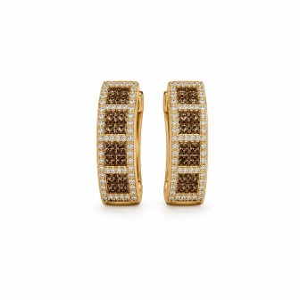 PENDIENTES  CON DIAMANTES MARRON Y BLANCOS