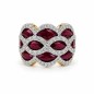 18 KTS BICOLOR GOLD RING WITH RUBY AND DIAMONDS
