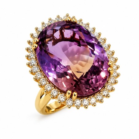 Sortija de Ametrina y diamantes montado en oro amarillo 18 cts.