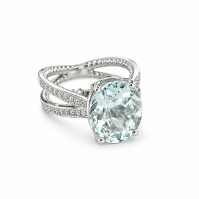 SORTIJA DE AGUAMARINA Y DIAMANTES