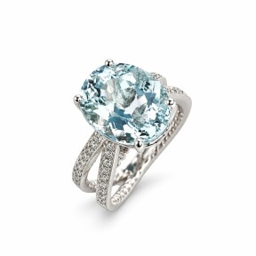 SORTIJA DE AGUAMARINA Y DIAMANTES