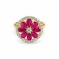 18 KTS BICOLOR GOLD RING WITH RUBY AND DIAMONDS