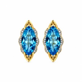 PENDIENTES DE TOPACIO AZUL Y DIAMANTES