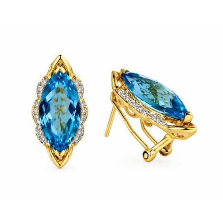 PENDIENTES DE TOPACIO AZUL Y DIAMANTES