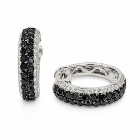 14 KTS WHITE GOLD EARRINGS WITH BLACK AND WHITE DIAMONDS