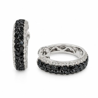 14 KTS WHITE GOLD EARRINGS WITH BLACK AND WHITE DIAMONDS