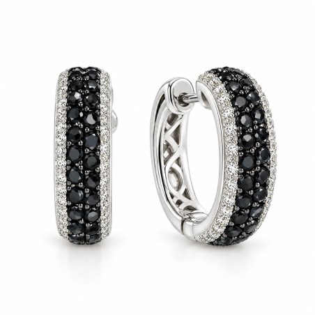 14 KTS WHITE GOLD EARRINGS WITH BLACK AND WHITE DIAMONDS