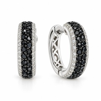 14 KTS WHITE GOLD EARRINGS WITH BLACK AND WHITE DIAMONDS