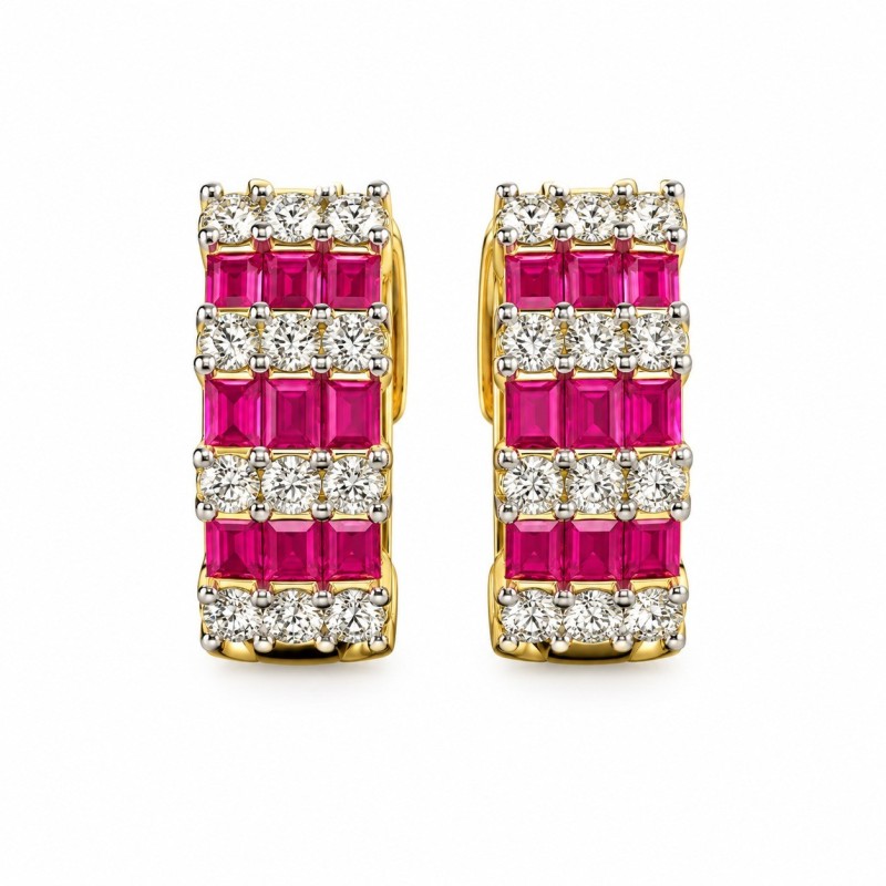 Ruby and diamonds earrings
