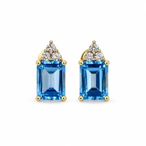 PENDIENTES DE TOPACIO AZUL Y DIAMANTES