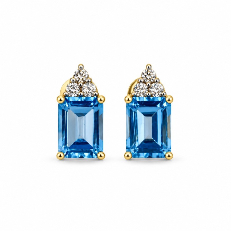 PENDIENTES DE TOPACIO AZUL Y DIAMANTES PENDIENTES DE TOPACIO AZUL Y DIAMANTES