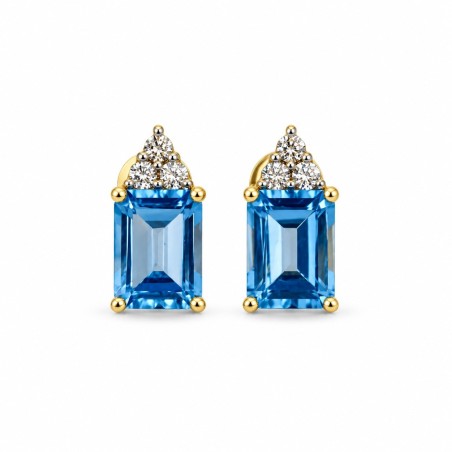 PENDIENTES DE TOPACIO AZUL Y DIAMANTES