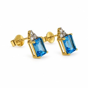 PENDIENTES DE TOPACIO AZUL Y DIAMANTES