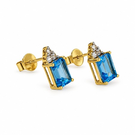 PENDIENTES DE TOPACIO AZUL Y DIAMANTES