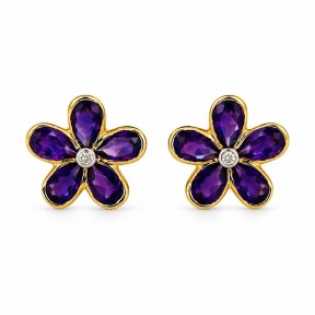 PENDIENTES DE AMATISTA Y DIAMANTES