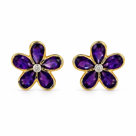 PENDIENTES DE AMATISTA Y DIAMANTES