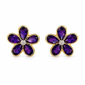 PENDIENTES DE AMATISTA Y DIAMANTES
