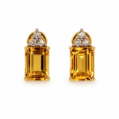 PENDIENTES DE TOPACIO CITRINO Y DIAMANTES