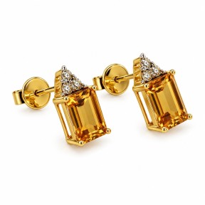 PENDIENTES DE TOPACIO CITRINO Y DIAMANTES