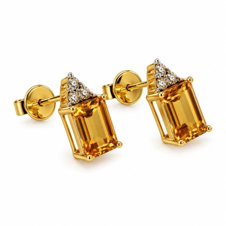 PENDIENTES DE TOPACIO CITRINO Y DIAMANTES