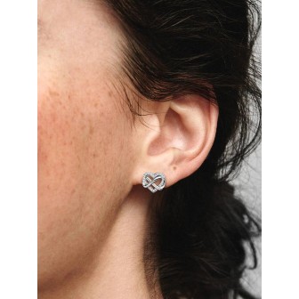 Sparkling Infinity Heart Stud Earrings