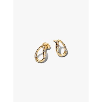 Organic-Shaped Oval Stud Earrings with Set Gemstones. 264659C01