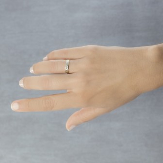 ALIANZA DE BODA DOS OROS FACETADA DE 4MM