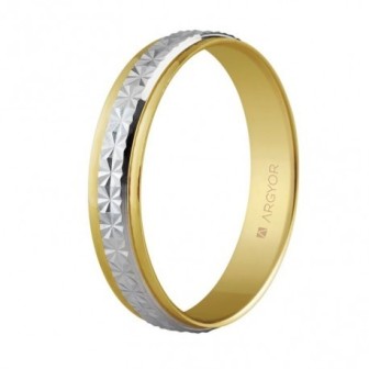 ALIANZA DE BODA DOS OROS FACETADA DE 4MM