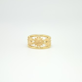 18 kts yellow gold ring with 3 sun