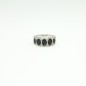 14 kts white gold ring with black and white diamonds