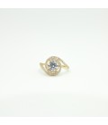 18 kts yellow gold ring with cubic zircons
