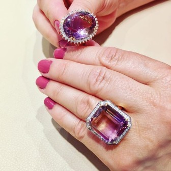 Sortija de Ametrina y diamantes montado en oro amarillo 18 cts.