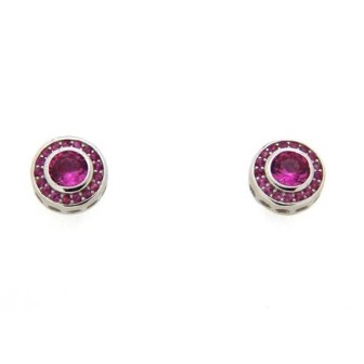 Pendientes con circonitas rosa plata de ley y con baño de rodio