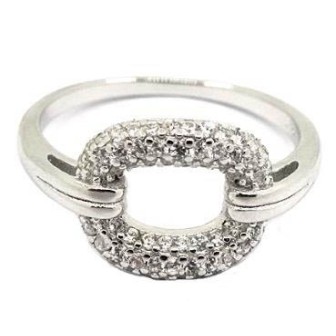 Anillo de Plata de Ley con Baño de Rodio y circonitas