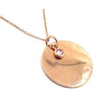 Colgante con cadena de plata de ley bañados en Plata Rosa y circonita rosa