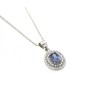 Colgante con cadena con circonitas blancas y circonita color tanzanita, plata de ley con baño de rodio