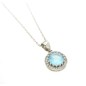 Colgante con cadena con circonitas y circonita color agua marina, plata de ley con baño de rodio
