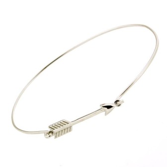 Media caña de flecha plata de ley con baño de rodio