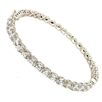 Media Caña de plata de ley con circonitas y baño de rodio