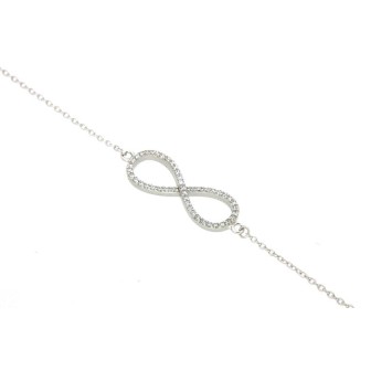Pulsera Infinito de plata de ley con baño de rodio y circonitas