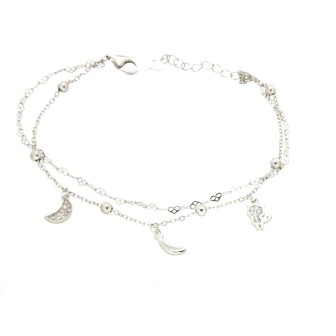 Pulsera de plata de ley con eslabones de diseño y baño de rodio