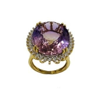 Sortija de Ametrina y diamantes montado en oro amarillo 18 cts.