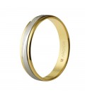 WEDDING RING BICOLOUR IN TWO GOLD STRIPED MATTE 4MM