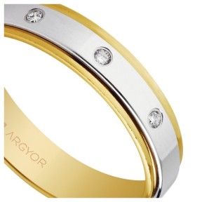 ALIANZA BICOLOR ORO Y DIAMANTES 5MM