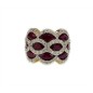 18 KTS BICOLOR GOLD RING WITH RUBY AND DIAMONDS