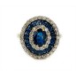 18 KTS BICOLOR GOLD RING WITH SAPPHIRE AND DIAMONDS