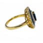 18 KTS BICOLOR GOLD RING WITH SAPPHIRE AND DIAMONDS