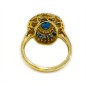 18 KTS BICOLOR GOLD RING WITH SAPPHIRE AND DIAMONDS