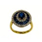 18 KTS BICOLOR GOLD RING WITH SAPPHIRE AND DIAMONDS